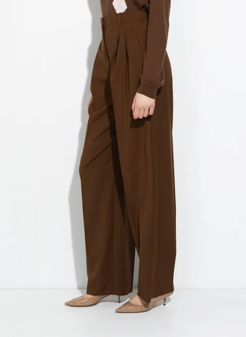 Панталон от фина вълна с колан Max Mara Studio Mstbacio — снимка 5
