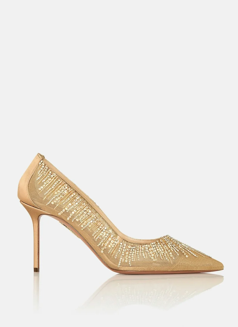 Обувки на ток с декоративни кристали 'Soft Sky' Aquazzura