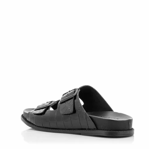 Дамски равни чехли VERANO – 030.24.059 CROCCO BLACK — снимка 2