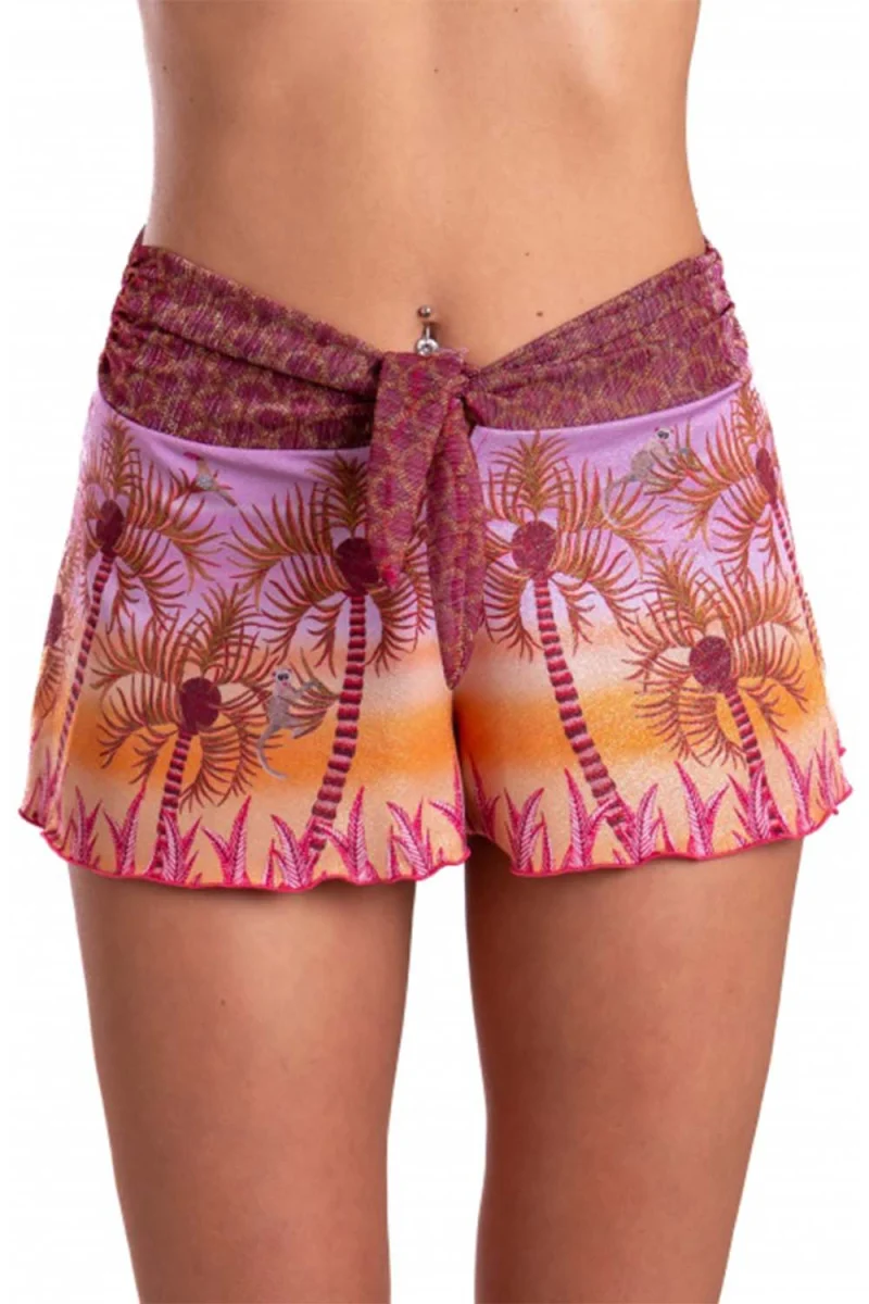 Къс панталон Short With Band At The Waist Palm Paradise Print PC036SH-028 pink
