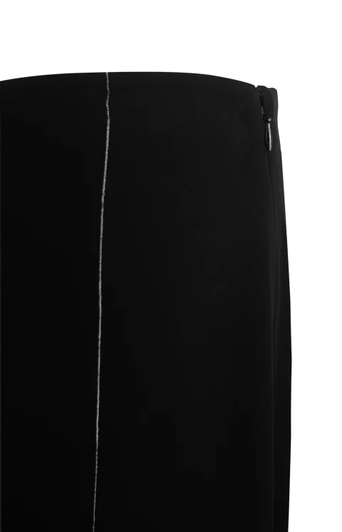 Black Viscose Midi Skirt — снимка 3