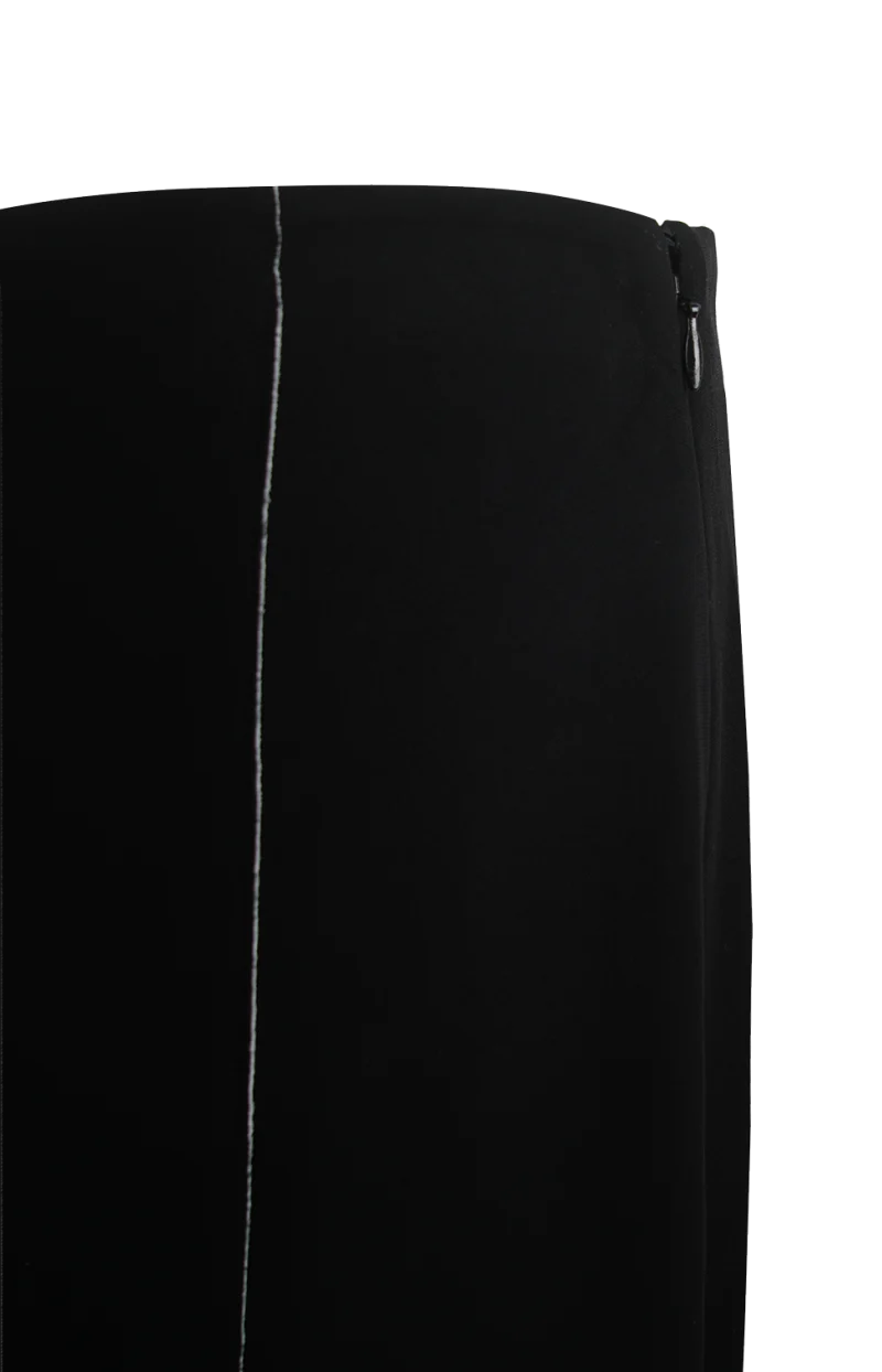 Black Viscose Midi Skirt — снимка 3