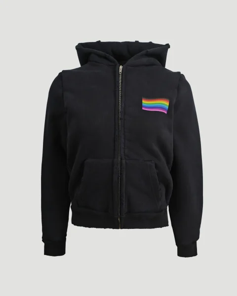 Distressed Hoodie in Faded Black