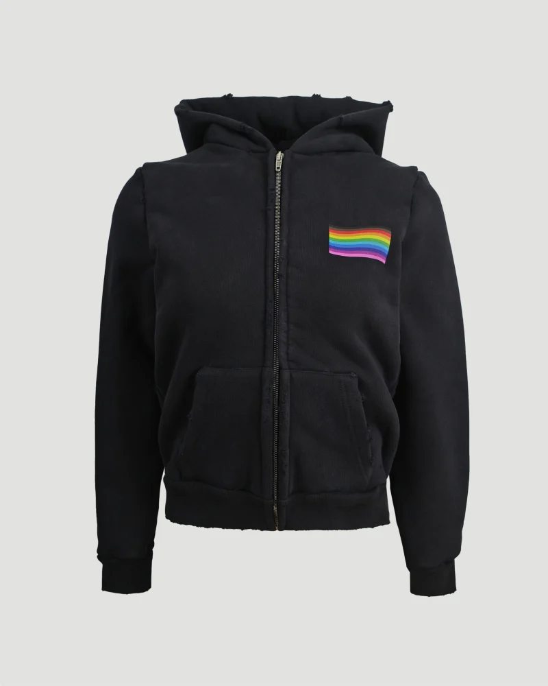 Distressed Hoodie in Faded Black