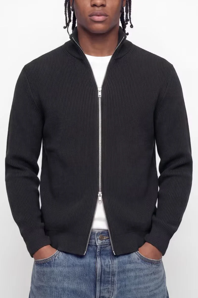 Жилетки Jjeperfect Rib Full Zip 12298380 C-N10 black — снимка 2