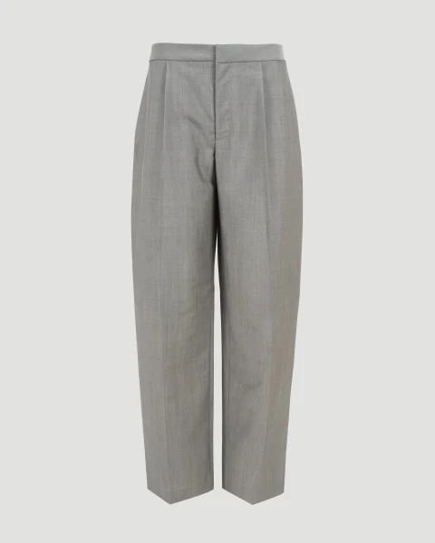 Wool Mohair Tailored Pants in Grey