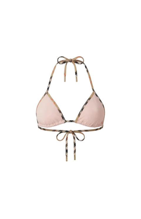 Check Trim Bikini Top in Bouquet Pink