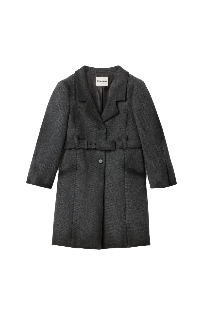 Single-Breasted Double Wool Coat in Grey
