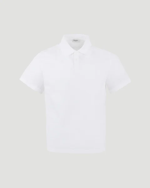 Monogram Polo Shirt in White Cotton Piqué
