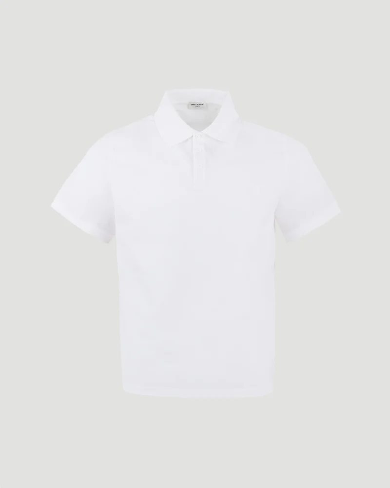Monogram Polo Shirt in White Cotton Piqué
