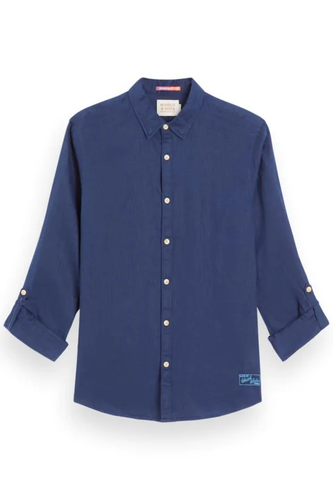 Риза Linen With Roll-Up 177150 SC0004 navy