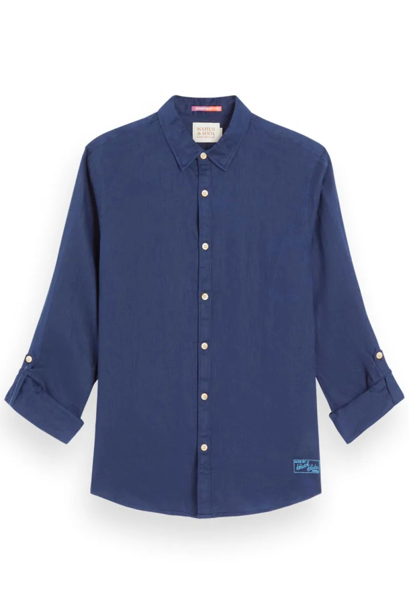 Риза Linen With Roll-Up 177150 SC0004 navy