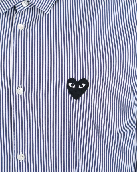 Button-Up Shirt in White and Navy — снимка 2