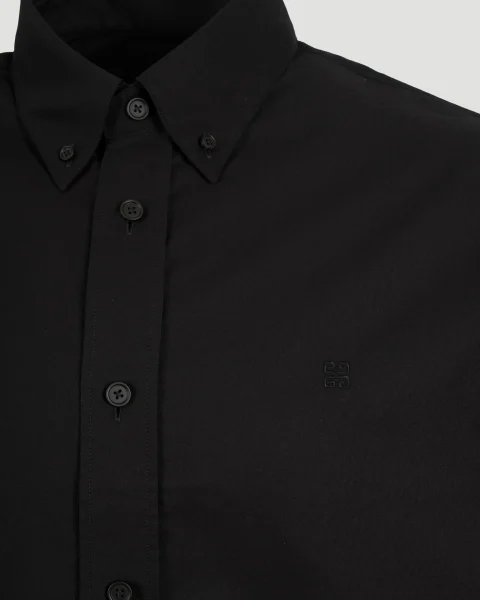 4G-Embroidered Shirt in Black — снимка 3