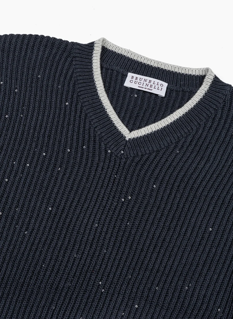 Пуловер с апликирани пайети Brunello Cucinelli Kids 6 — снимка 2