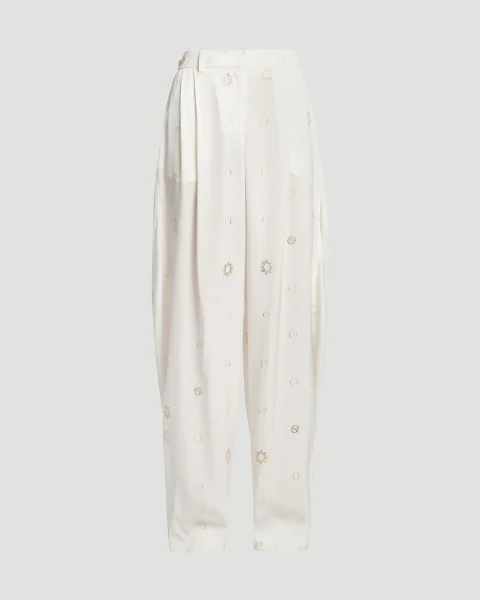 Foil Dot Banana Leg Trousers