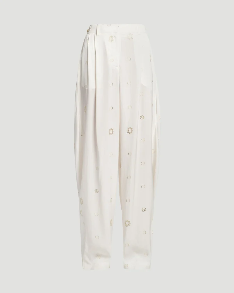 Foil Dot Banana Leg Trousers