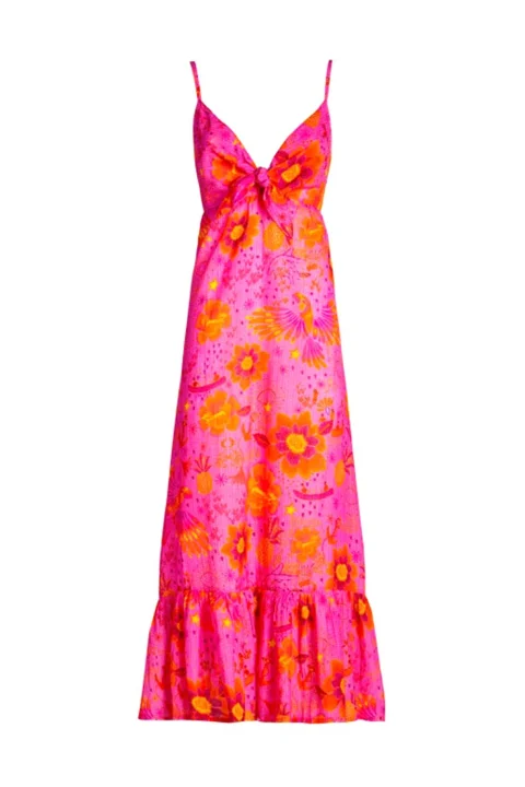 Dress Long Empire Dress Apache Print PC175A-028 pink