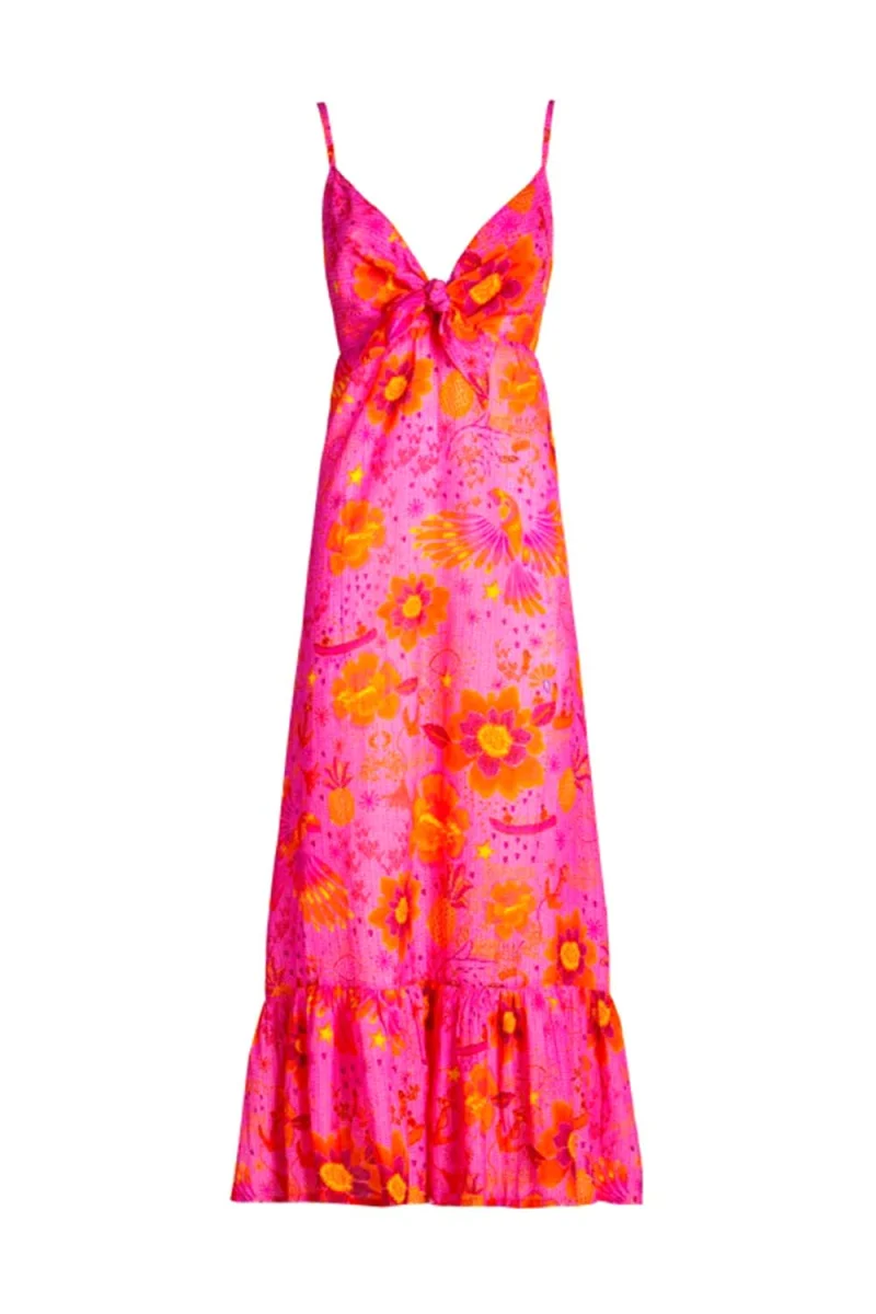 Dress Long Empire Dress Apache Print PC175A-028 pink