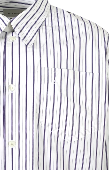 Long Sleeve Shirt in Cotton Popline with Double Stripes — снимка 2