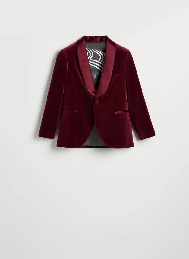 Сако от кадифе със сатенени детайли Brunello Cucinelli Kids 12