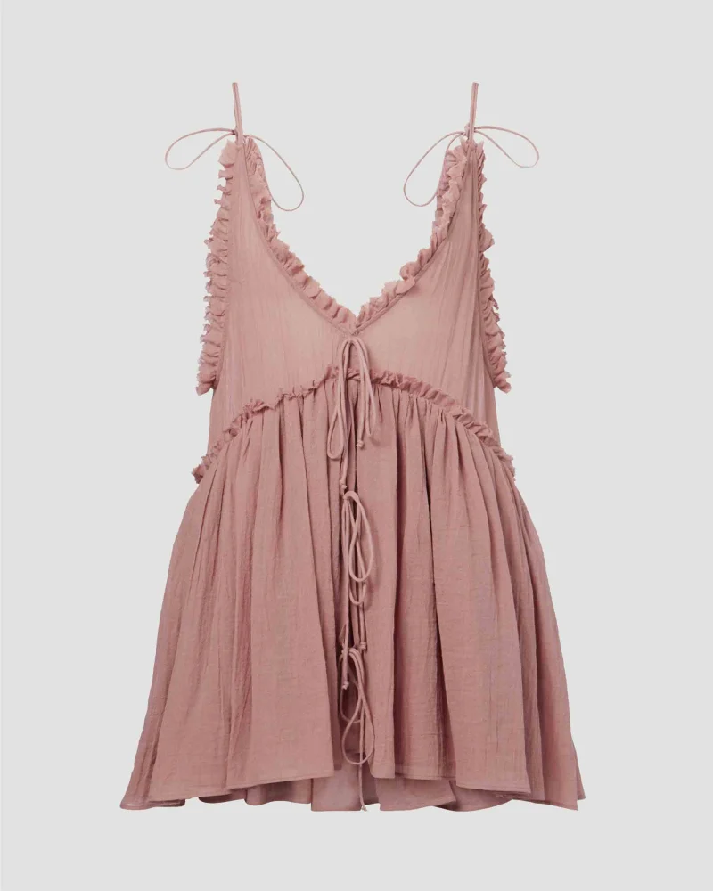 Ruffled Cotton Gauze Minidress