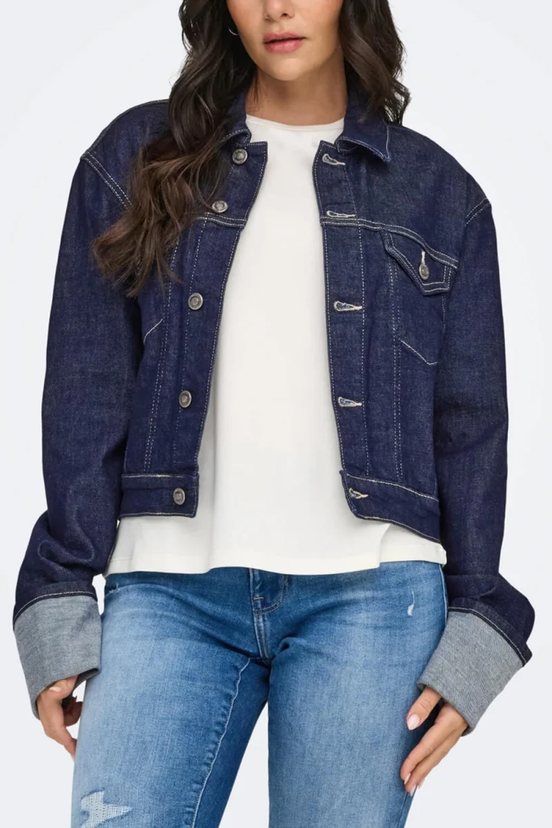 Яке Onlmercer Ls Fold Up Red Rea 15332367 BS000042 dark blue denim — снимка 2