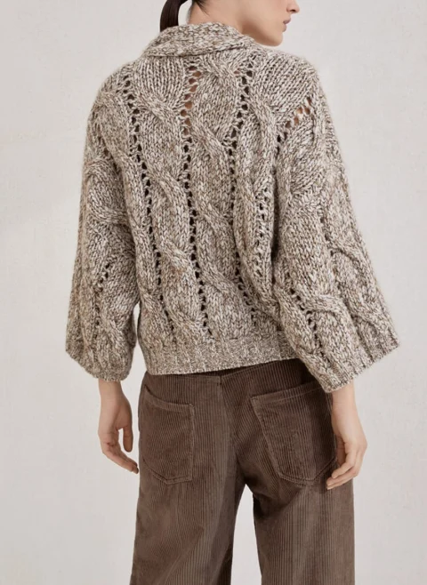Жилетка с пайети 'Cable knit' Brunello Cucinelli — снимка 3