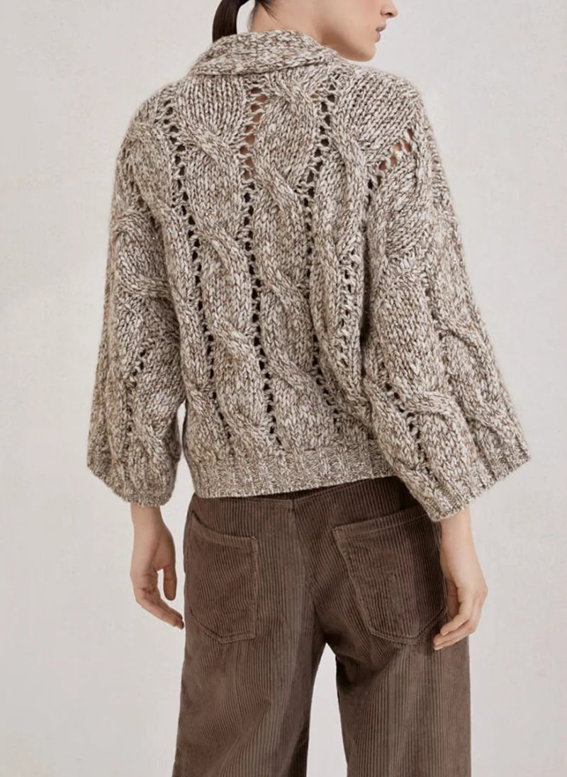 Жилетка с пайети 'Cable knit' Brunello Cucinelli — снимка 3