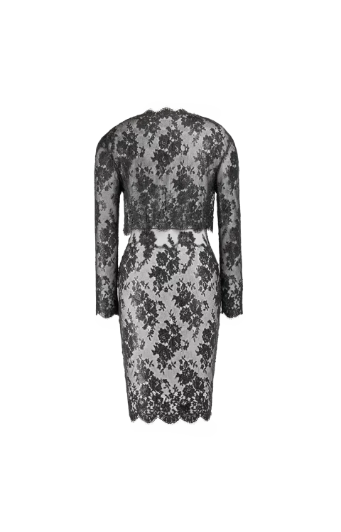 Dress in Silicone-Coated Lace in Black — снимка 2