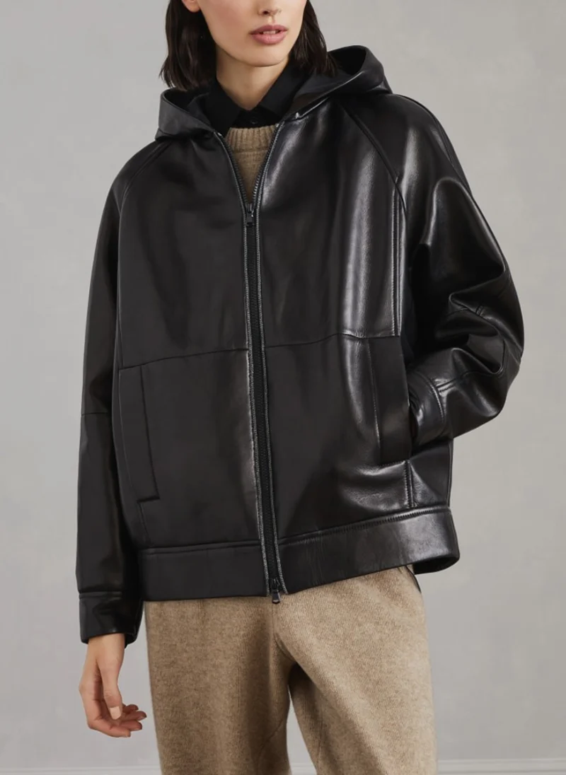 Кожено яке с монили Brunello Cucinelli — снимка 2