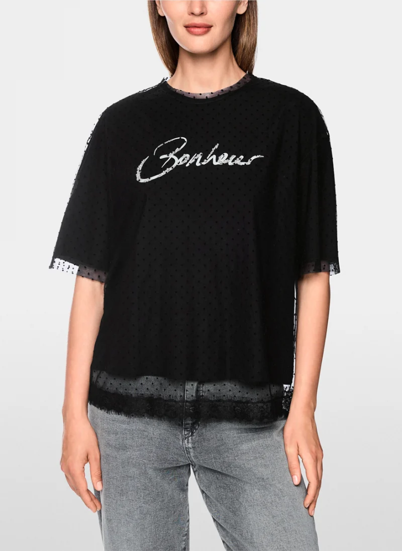 Тишърт с тюл 'Polka dot' Marc Cain Sports