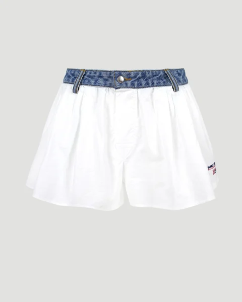 Denim Waistband Shorts in White