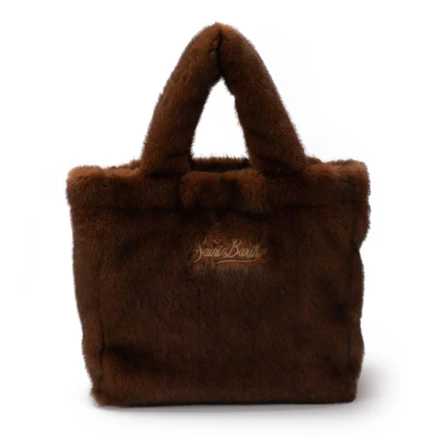Дамска кафява чанта Colette Soft Fur SAINT BARTH — снимка 6