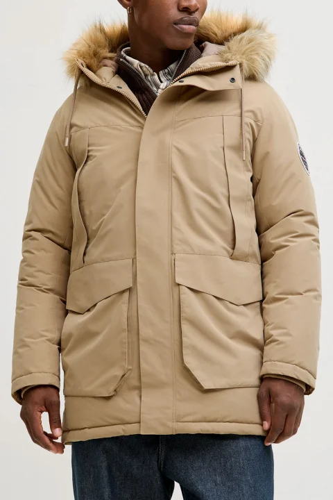 Яке Jjcamp Faux Fur Parka Bf 12279267 16-1104 TCX crockery — снимка 2