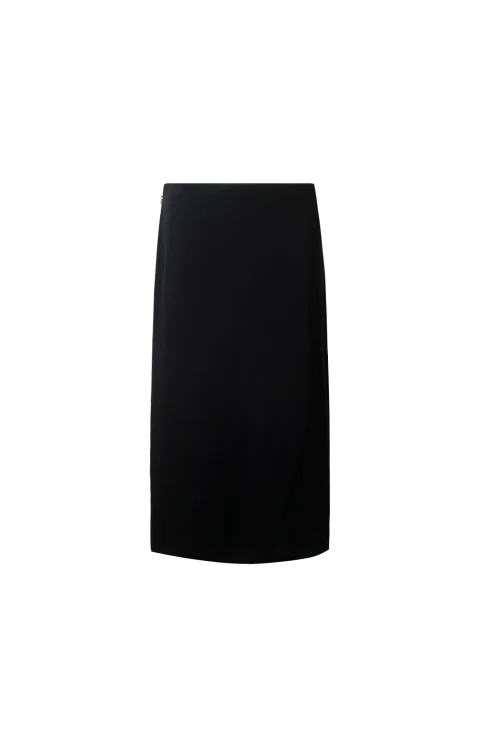 Black Viscose Midi Skirt — снимка 2