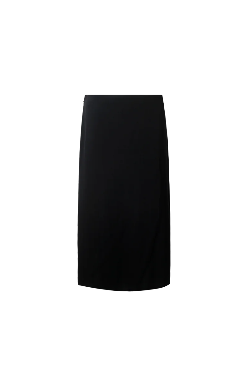 Black Viscose Midi Skirt — снимка 2