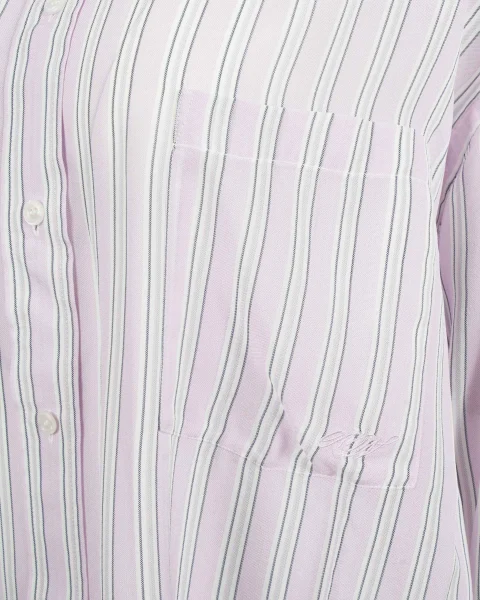 Oversized Silk Chiffon Shirt in Pink and Mauve — снимка 3