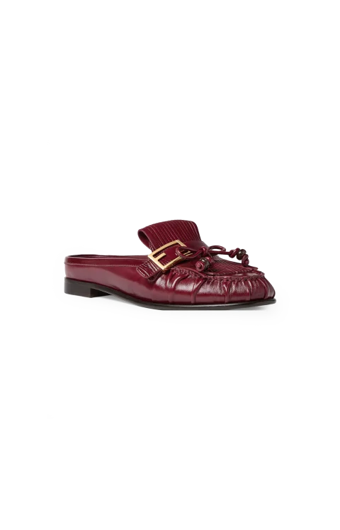 Baguette Leather Sabots in Burgundy — снимка 2