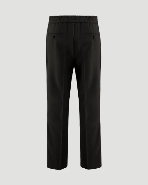 Elasticated Waist Wool Flannel Trousers in Anthracite — снимка 2