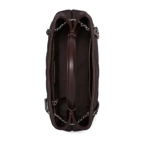 Дамска кафява чанта SMALL FLEMING CARRYALL TORY BURCH — снимка 11