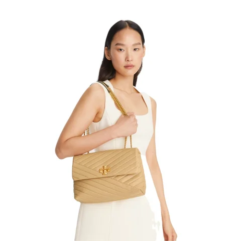 Дамска бежова чанта KIRA CHEVRON TORY BURCH — снимка 6
