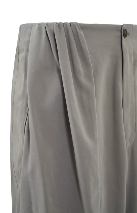 Oversized Trousers in Solid Suede-Effect Sateen — снимка 2