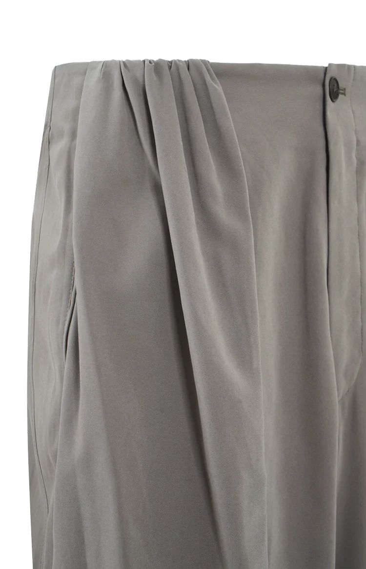 Oversized Trousers in Solid Suede-Effect Sateen — снимка 2