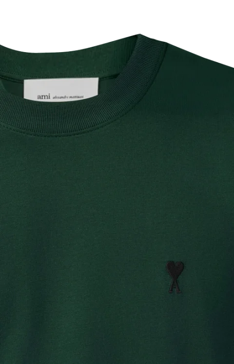 Green Cotton T-Shirt with Ami de Coeur — снимка 2