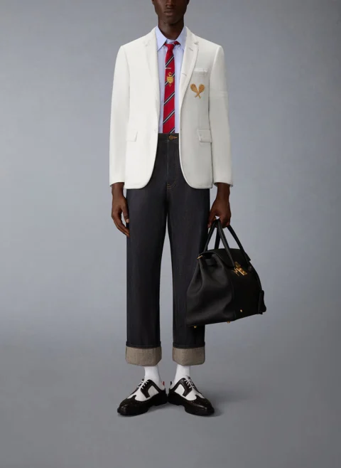 Деним с контрастни шевове Thom Browne — снимка 5