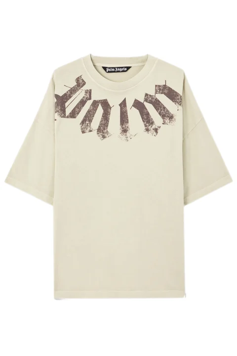 T-Shirt Big Neck Logo Loose PMAA10DS26JER002 6160-beige brown