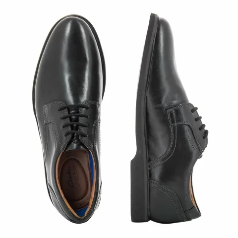 Мъжки Ежедневни CLARKS – 26168162 MALWOOD LACE BLACK LEATHER — снимка 5