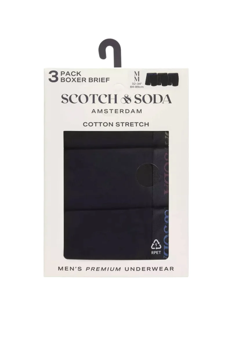 Бельо (Pack of 3) Solid Cotton Stretch Boxer Brief SSFA24M152062 018 black/bright — снимка 2