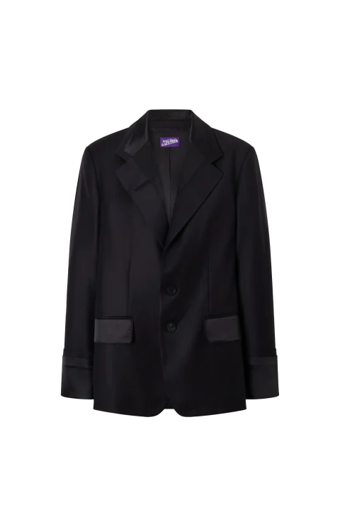 Exposed Lining Blazer in Black
